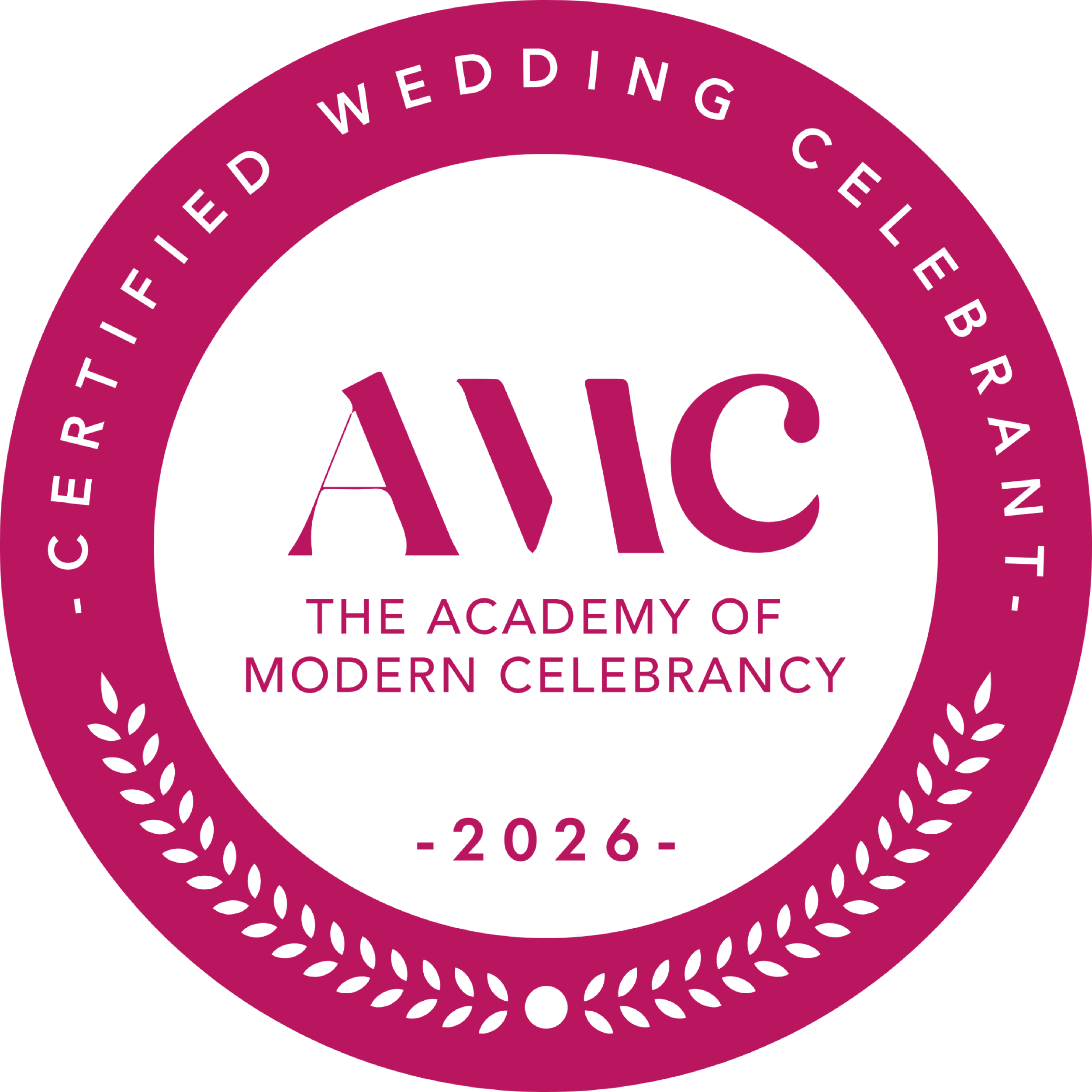 Academy of Modern Celebrancy Wedding Celebrant 2026 badge